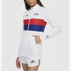 Nike USA Soccer Track Jacket Womens Medium Dri Fit Full Zip White Team USA